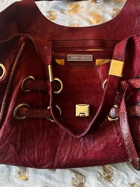 Jimmy Choo - Burgundy Leather Tote Bag